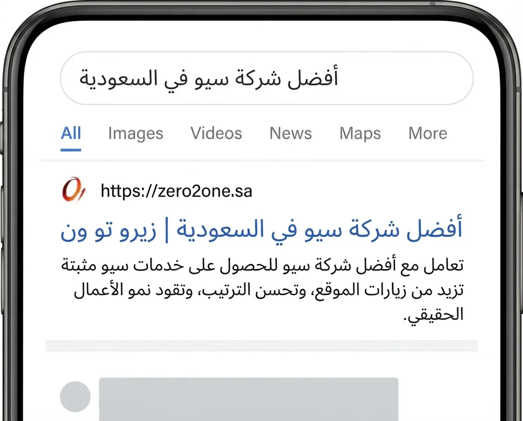 رسم توضيحي لصفحة نتائج بحث جوجل