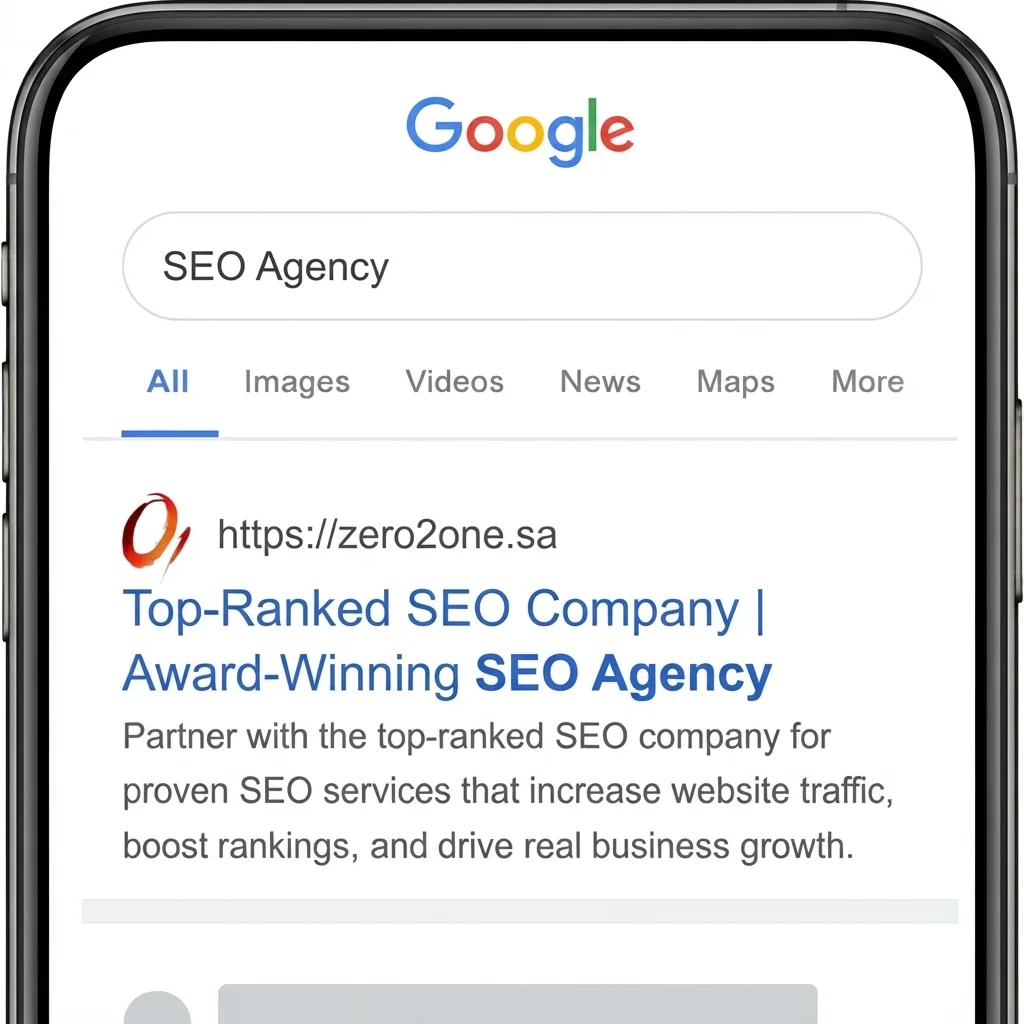 Illustration of a Google search results page