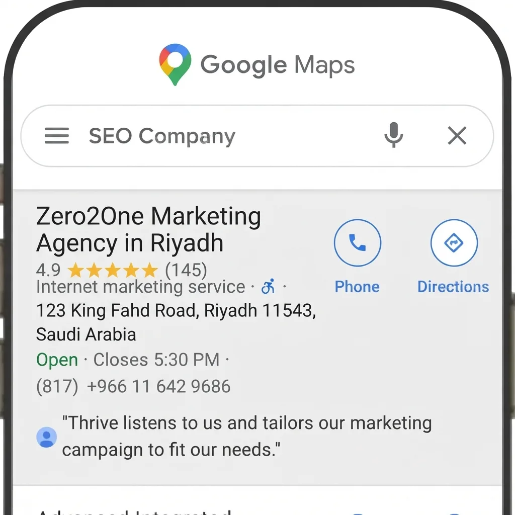 Illustration of a Google Maps business listing