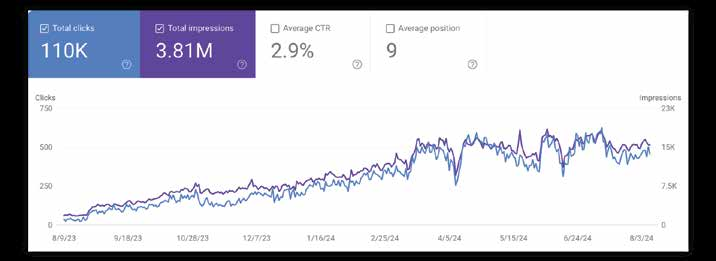 Search Console totals for an orthopedic clinic in Egypt